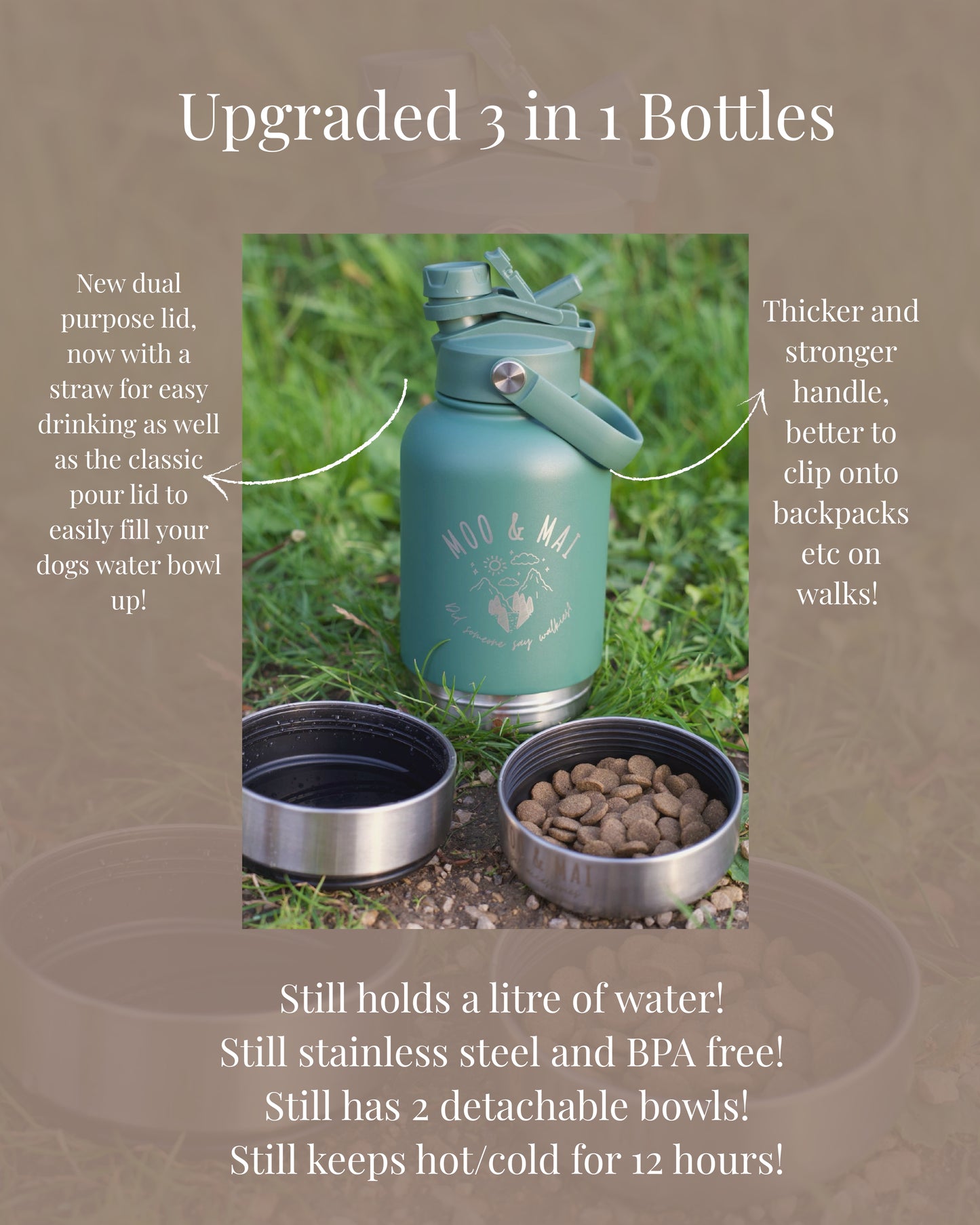 New - 3 in 1 Water Bottle